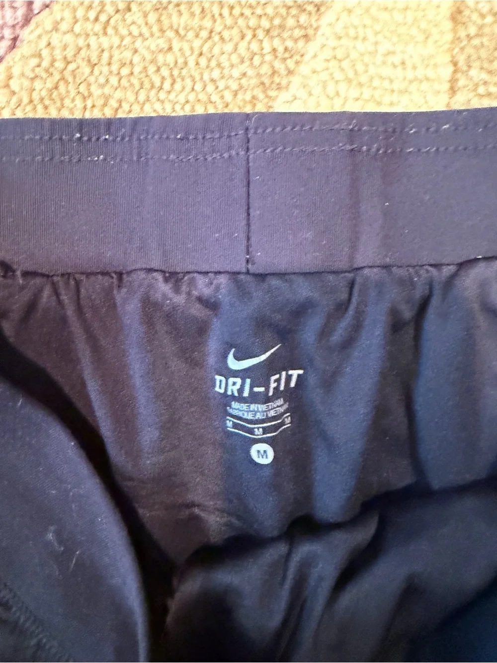 Nike Dri Fit Geometric Print Running Shorts Drawstring Black Women’s Size Medium